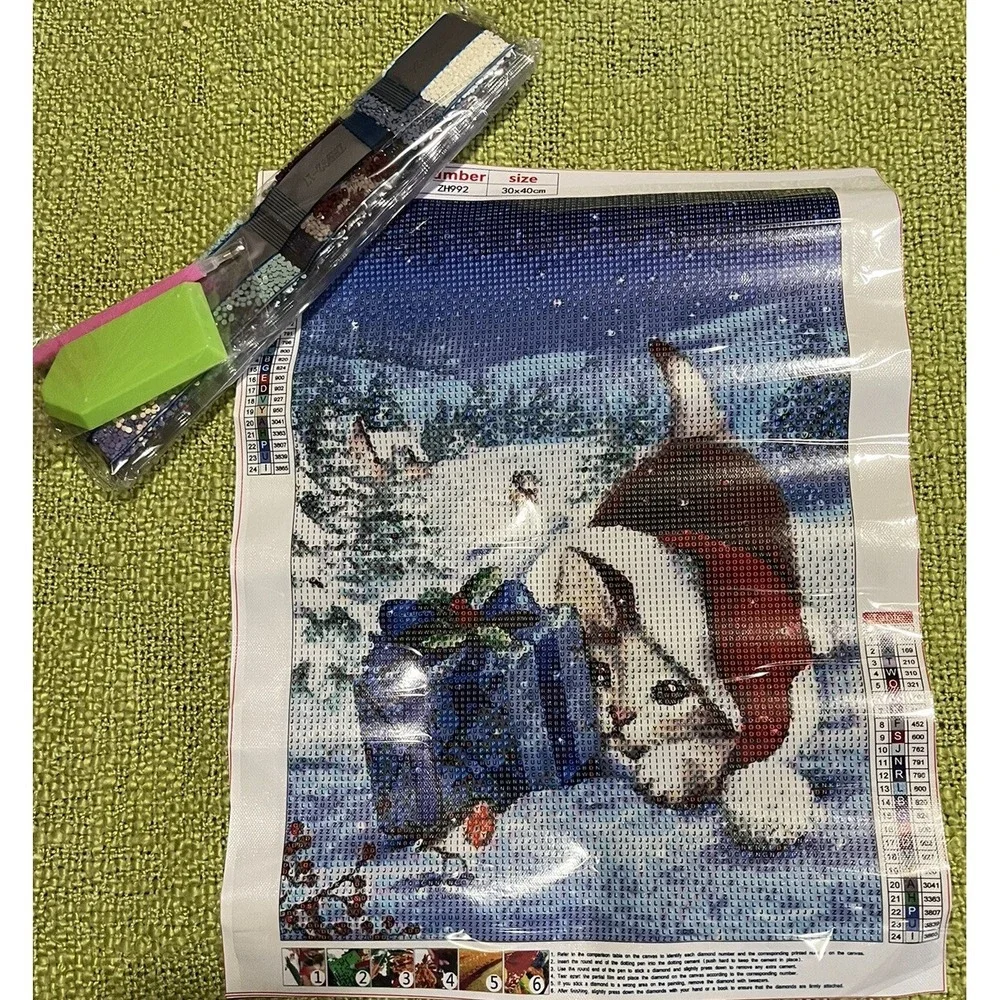 Christmas Themed diamond painting sets , dog‎ print ,  Cat Print 30x40cm , 2